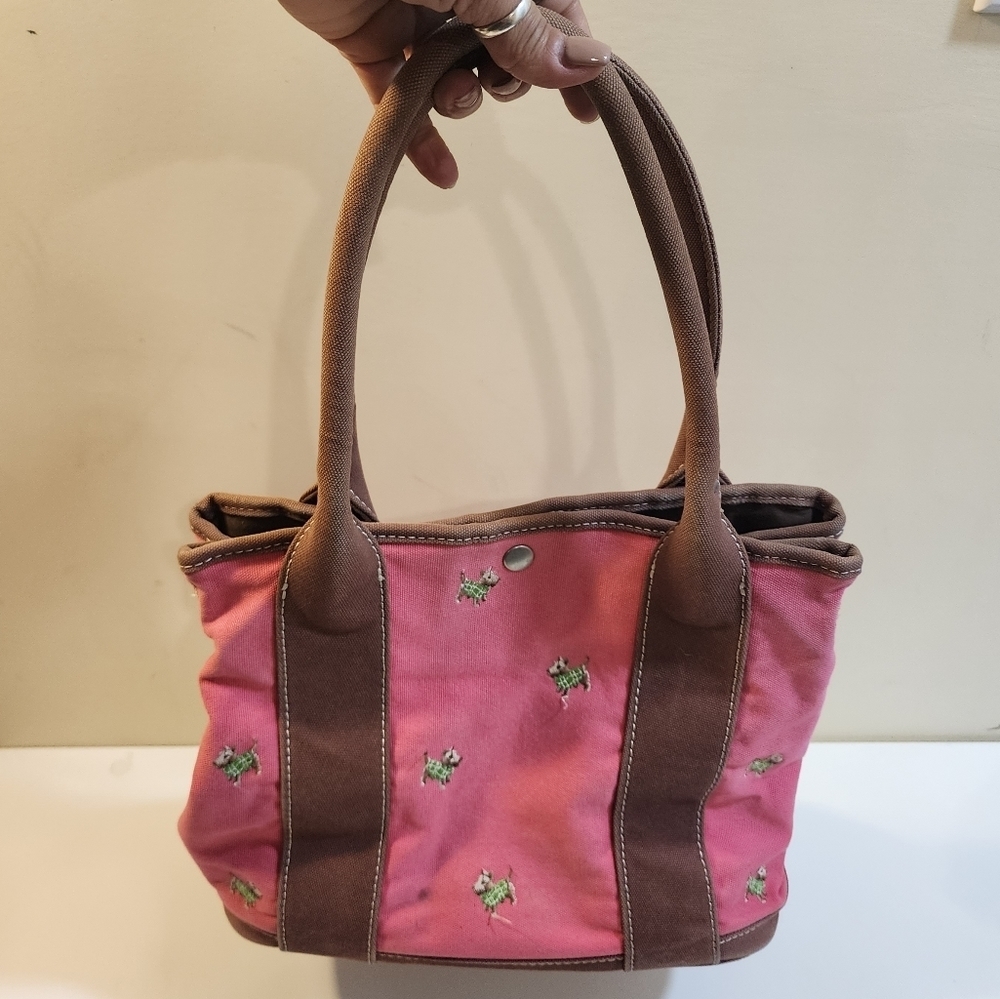 J. Crew pink and brown scotty dog cotton tote bag - Picture 3 of 10